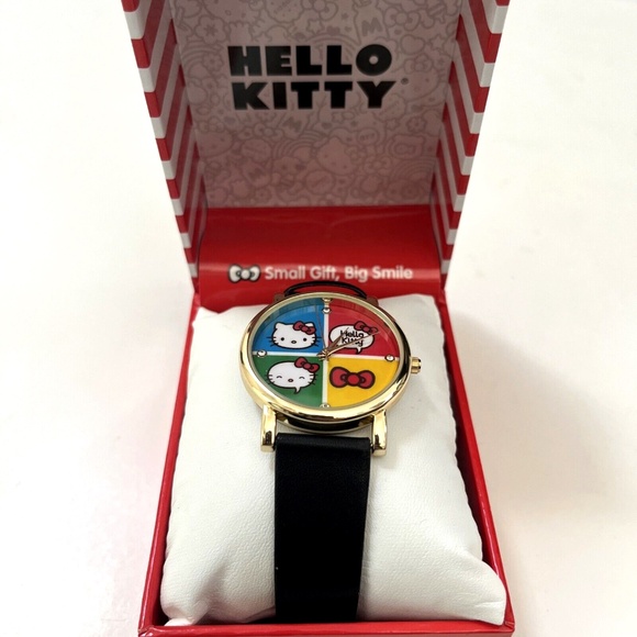 HELLO KITTY Sanrio Quartz Watch Gold Tone Multicolor Dial NIB Rhinestone Analog - Picture 4 of 7
